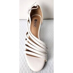 IDIFU Women White PU Strappy Kitten Heel Sandals Size 7.5 Comfort Fashion